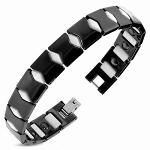 【送料無料】ジュエリー・アクセサリー パンサーリンクブラックホワイトセラミックリンクブレスレット12mm ?bracelet a maillons en ceramique noir et blanc avec maillons de panthere