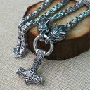 【送料無料】ジュエリー アクセサリー ジュエリートールハンマーバイキングオオカミヘッドviking wolf head with thors hammer mjolnir pendant norse talisman ethnic jewelry