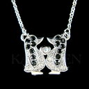 yzWG[EANZT[ NX^XtXL[un[glbNXubNzCgyMnoir blanc amoureux smoking pingouin avec cristal swarovski amour collier coeur