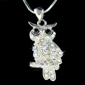 【送料無料】ジュエリー・アクセサリー クリスタルスワロフスキークリスマスチェーンブラックフクロウ..