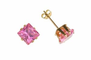 楽天hokushin【送料無料】ジュエリー・アクセサリー ゴールドスクエアローズジルコンキュービクイヤリング9ct or 5mm carre rose zircon cubique boucles doreilles