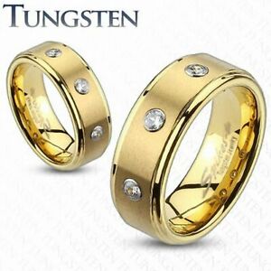 【送料無料】ジュエリー・アクセサリー トリプルジェムズゴールデンタングステンリングbague tungstene doree triple gemmes