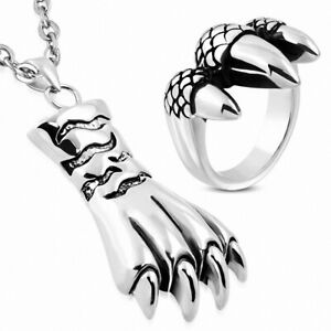【送料無料】ジュエリー・アクセサリー タイガードラゴンイーグルパームペンダントバイカーリングpendentif et bague de motard tigre dragon paume daigle en acier inoxydable
