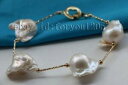 yzWG[EANZT[ i`zCgobN{[PVp[uXbg`F[85 natural 20mm white baroque reborn keshi pearl bracelet chain 14k f2301