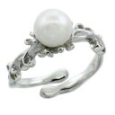 【送料無料】ジュエリー・アクセサリー シルバースターリングレディースパールリングフローラルオープンリングダウンargent sterling femmes perle bague ,floral anneau ouvert bas(4)