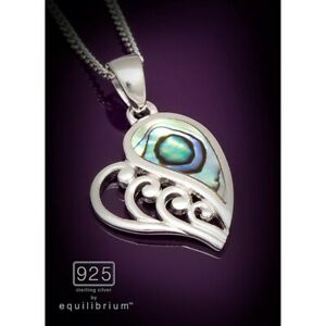 ジュエリー・アクセサリー シルバースターリングシェルパウアハートペンダントneuf equilibrium 925 argent sterling coquillage paua coeur pendentif et collier