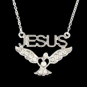 【送料無料】ジュエリー・アクセサリー クリスタルコリアーナインイエスキリストjesus christ sainte spirit colombe avec cristal swarovski religieux collier neuf