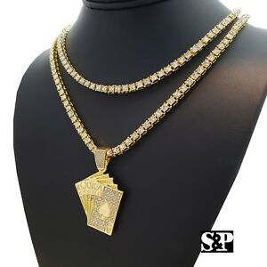 【送料無料】ジュエリー・アクセサリー ヒップホップアイスポーカーカードテニスチェーンファッションネックレス
