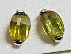 ジュエリー・アクセサリー ジュエリーホワイトゴールドメッキイヤリングペリドットグリーンbijoux boucles doreilles plaque or blanc 18 k peridot vert h4