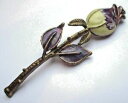 ジュエリー・アクセサリー ブローチヴィンテージチューリップブロンズパープルベージュエナメルancienne grande rare broche bijou vintage tulipe bronze email beige violet 3331