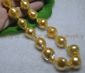 【送料無料】ジュエリー・アクセサリー リアルマッジサウスシーゴールドバロックナチュラルパールネックレス