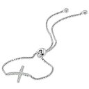 ジュエリー・アクセサリー シルバースターリングジルコントランスペアレントチェーンブレスレット925 argent sterling zircon transparent religieux croix chaine reglable bracelet