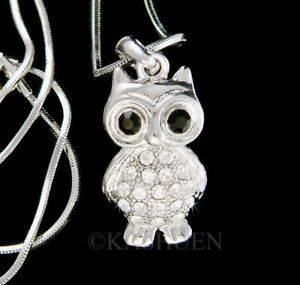 【送料無料】ジュエリー・アクセサリー クリスタルスワロフスキーコリアーフクロウchouette~ nuit neige oiseau avec cristal swarovski nature animal teacher collier