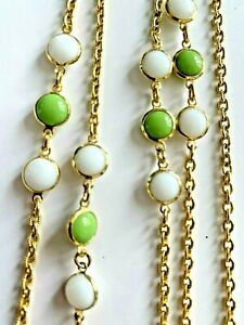【送料無料】ジュエリー・アクセサリー ロングコリアーシックゴールドチェーンラウンドガラスホワイトヴェルトlong collier chic chaine dore verre rond blanc vert neuf 140cm environ(4)
