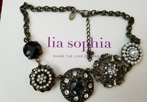 【送料無料】ジュエリー・アクセサリー リアソフィアキュリオアンティークゴールドトーンカットクリスタルレジンネックレス