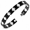 【送料無料】ジュエリー・アクセサリー ブレスレットセラミックリンクトーンパントl19cm l10mm ?bracelet magnetique lien en ceramique noir et blanc 2 tons panth