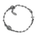 【送料無料】ジュエリー・アクセサリー ロザリオアメンブレスレットシルバーマドンナボールペンダントbracciale rosario amen bron3 in argento 925 brunito con sfere e ciondolo madonna