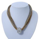 【送料無料】ジュエリー・アクセサリー クリスタルネックレスリングチェーンメッシュトーンdue toni maglia catena con anello di cristallo collana 36cm lunghezza6cm estensione