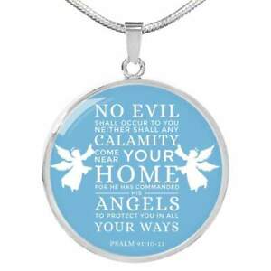 【送料無料】ジュエリー・アクセサリー ペンダントステンレススチールネックレスゴールドsalmo 91 1011 bibbia verso cerchio ciondolo collana acciaio inox o 18k oro 1