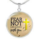 【送料無料】ジュエリー・アクセサリー サークルペンダントステンレスネックレスゴールドfear not i am always con you cerchio ciondolo collana acciaio inox o 18k gold