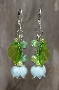 ジュエリー・アクセサリー ステンレスペンダントイヤリングガラスフィオーレランプワークglass jewels in acciaio inox orecchini pendenti fertile fiore lampwork perla l052