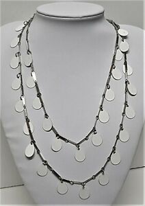 【送料無料】ジュエリー・アクセサリー ビジューヴィンテージコリアーソティールメイルアシエメタルエマイレブランbijou vintage collier sautoir maille acier amp; metal emaille blanc 107 cm j6