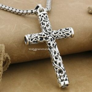 ジュエリー・アクセサリー シルバースターリングシリンダークロスメンズバイカーパンクネックレスチャームペンダント925 argento sterling cilindro cross da uomo biker punk collana con pendente char