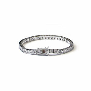 【送料無料】ジュエリー・アクセサリー プラチナメッキテニスブレスレットスクエアカットインチbracciale tennis cz placcato platino taglio quadrato 4mm x 75 pollici di lunghezza