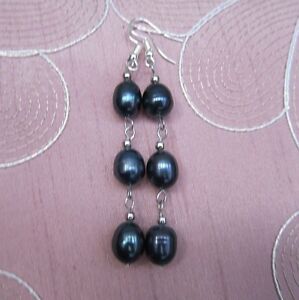 【送料無料】ジュエリー・アクセサリー ナチュラルタヒチブラックパールバロックドロップイヤリングミリメートルnatural tahiti nero perla barocca orecchini a goccia lunga 10 12 mmnuovo