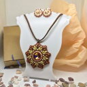 【送料無料】ジュエリー・アクセサリー スワロフスキービーズネックレスベージュイヤリングオレンジブロンズパーレparure donna con swarovski e perline collana orecchini beige arancio bronzo