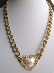 【送料無料】ジュエリー・アクセサリー ボーコリアーアンシエンビジュヴィンテージクーラーセンターエンクールクリストーパールbeau collier ancien bijou vintage couleur or centre en coeur cristaux perle 2411(4)