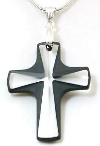 【送料無料】ジュエリー・アクセサリー スワロフスキークリスタルチェーントッククロスペンダントtoc croce ciondolo su 457cm catena fatto con nero e swarovski puro cristalli