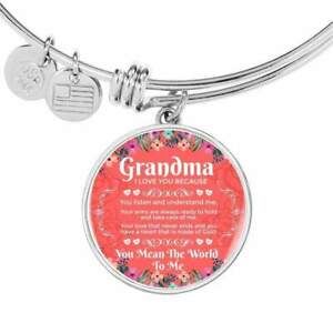 ジュエリー・アクセサリー ステンレスゴールドサークルリジッドブレスレットgrandma nonna i love you acciaio inox o 18k oro cerchio bracciale rigido