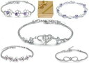 【送料無料】ジュエリー・アクセサリー ??ハートブレスレットフラワークローバー?? bracciale cuore fiore quadrifoglio amore infinito 925 argento da donna regali|詳細画像