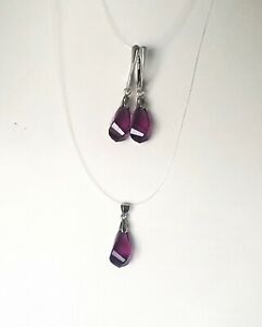 【送料無料】ジュエリー・アクセサリー アメジストスワロフスキーシルバーイヤリングペンダントorecchini e pendente con elementi swarovski ametista e argento 925