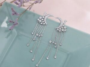 【送料無料】ジュエリー・アクセサリー シルバーパールルナステラタッセルフリンジイヤリングorecchini a perno argentato luna stella tassel frangia matrimonio sera g6 76