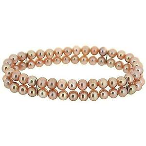 【送料無料】ジュエリー・アクセサリー トリックピンクパウダーパールストレッチtoc colorato polvere rosa sferica acque dolci coltivate perle 2 fila stretch