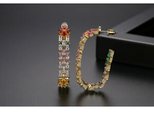 【送料無料】ジュエリー・アクセサリー イヤリングアールデコクレオールオーバルピンクイエローウェディングゴールドメッキorecchini art deco creolo ovale cz rosa giallo matrimonio placcato oro g10 a