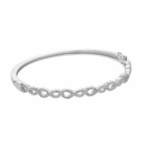 【送料無料】ジュエリー・アクセサリー スターリングシルバークリアクリスタルシンボルオープニングオーバルブレスレットreal 925 argento sterling amp; cancella cz cristallo simbolo infinito braccialetto o