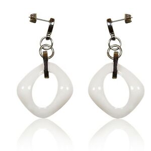 【送料無料】ジュエリー・アクセサリー イヤリングボタンイヤリングモデルロンブホワイトセラミックケラミックセラミックステンレスorecchino orecchini a bottone modello rhomb bianco ceramic keramic ceramica acc