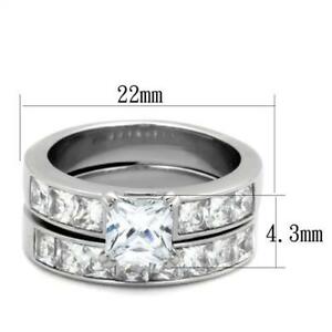 hokushinの【送料無料】ジュエリー・アクセサリー リングセットスクエアカットステンレスanello donna set principessa taglio squadrato fidanzamento fede nuziale acciaio inox 1206｜アングル2