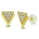 【送料無料】ジュエリー・アクセサリー ゴールドイエロートライアングルホワイトリトルガールズイヤリング14k oro giallo triangolo bianco trasparente cz piccolo ragazze orecchini, 06cm