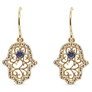 【送料無料】ジュエリー・アクセサリー ブークレドオデイユメインドファトマプラケクトエオキシデスデジルコニウムヌーヴスboucles doreilles main de fatma plaque or 18ct et oxydes de zirconium neuves