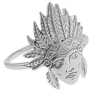 ̵ۥ奨꡼꡼ Хƥƥǥǥ󥢥󥢥른ǥơ륺ǥbague tete d indien en argent 925 rhodie tailles du 50 au 60 au choix femme