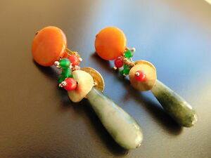 ̵ۥ奨꡼꡼ 󥰥ɥ󥰥󥸥ȥåɥ륫ƥorecchini orecchini dorato, sofisticata arancione agata con corallo rosso, di catia le