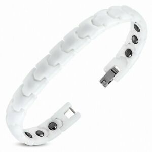 【送料無料】ジュエリー・アクセサリー ブレスレットマグネティックアマイロンアンセラミクブランシュ9mm ?bracelet magnetique a maillons en ceramique blanche 171