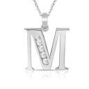 【送料無料】ジュエリー・アクセサリー レターイニシャルペンダントネックレスホワイトゴールドlettera m iniziale ciondolo collana 14k oro bianco