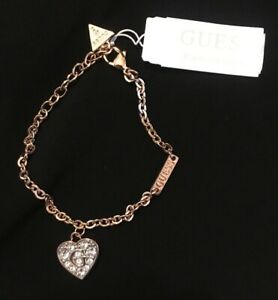 【送料無料】ジュエリー・アクセサリー ステンレススチールブレスレットゲスローズゴールドチャームハートnuova in acciaio inox bracciale guess rose gold charm cuore