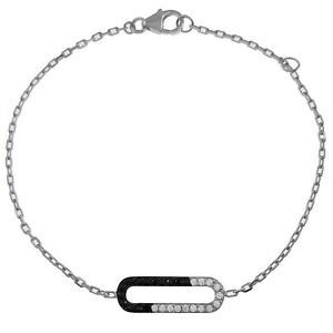 【送料無料】ジュエリー・アクセサリー ブレスレットフェムエンアルジャンロディエオキシデスデジルコニウムノワールエブランbracelet femme en argent rhodie et oxydes de zirconium noirs et blancs 18 cm(4)