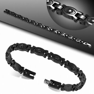 【送料無料】ジュエリー アクセサリー ブラックセラミックマグネットマンブレスレットbracciale uomo magnetico ceramica nero